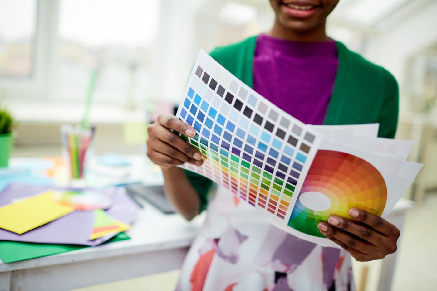 Escala de cores impressa usada para escolher tons